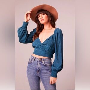 Band of the Free CAMILLE DEEP TEAL CROSSOVER CROP TOP NWT
